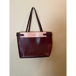Kate Spade Staci Colorblock Large Satchel in Burgundy and Pink